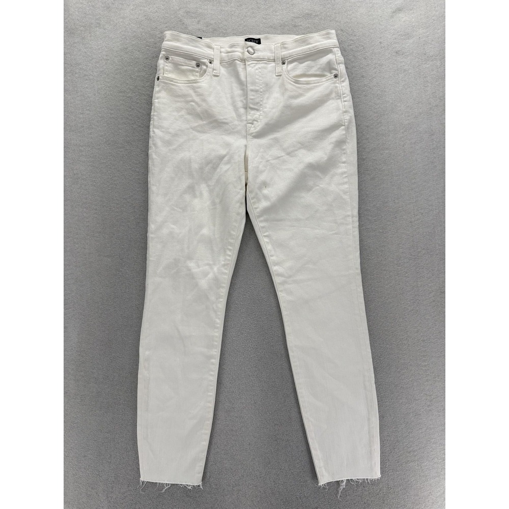 J.Crew 10" High-Rise Skinny Jeans Womens 29 White Signature Stretch Raw Hem NWT